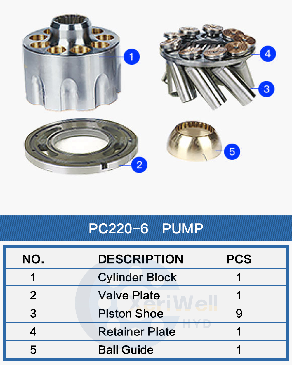 komatsu pump parts